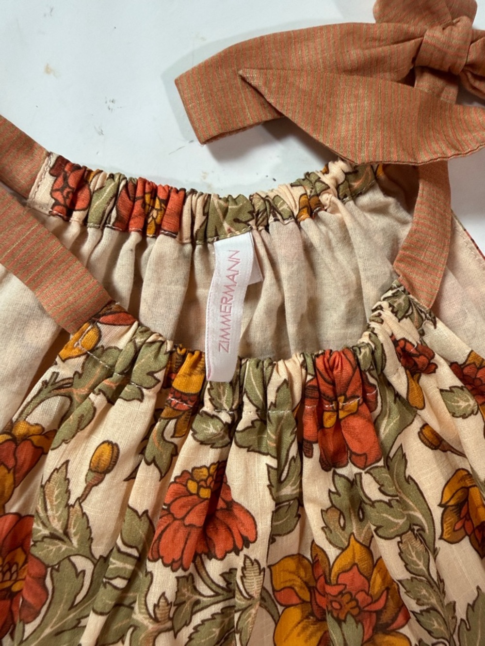 Zimmermann Andie Tie Top Floral Swing Top Girls size 2 Boho 100% Cotton - Picture 4 of 9